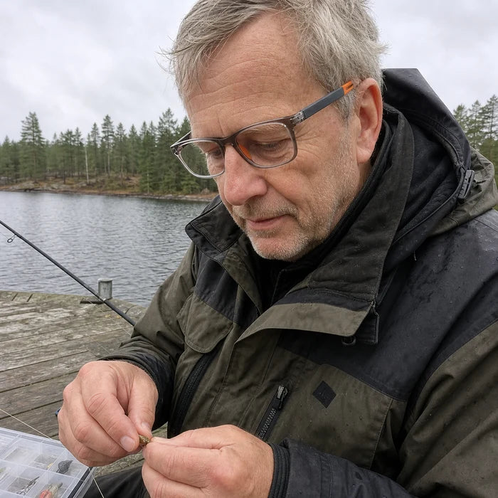 Homme portant les lunettes Aura Vision à la pêche